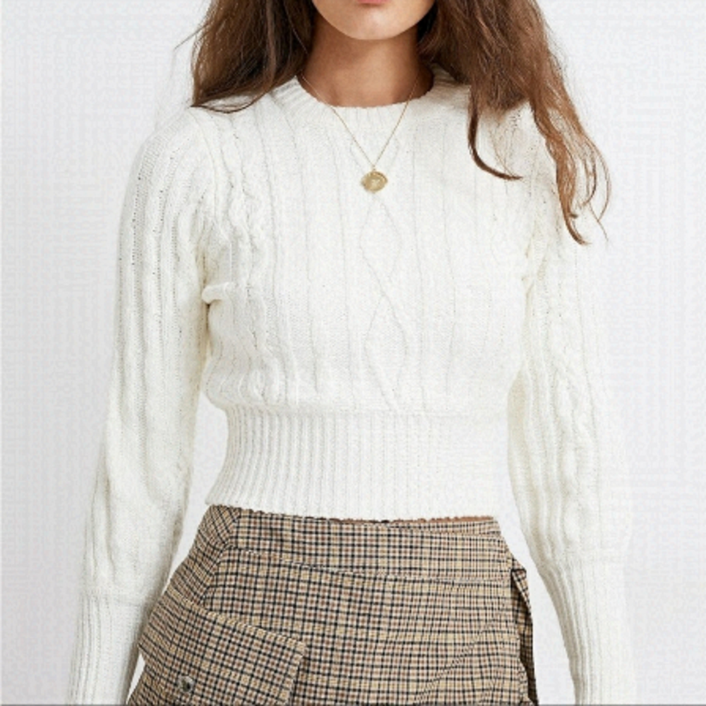 Urban Outfitters White Cable Knit Sweater